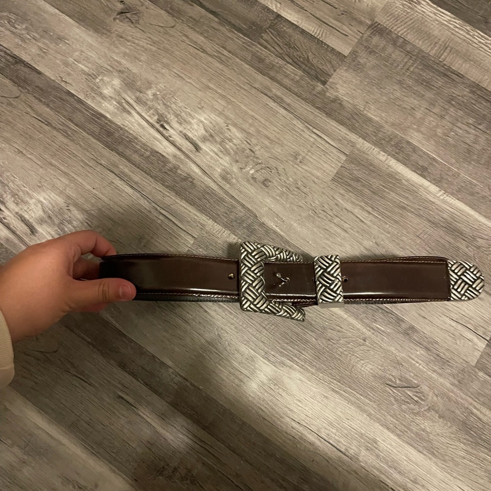 Brown Belt with Patterned Buckle